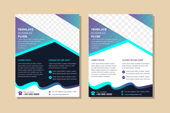 Business Flyer Gradient Blue: Graphics & Print Templates