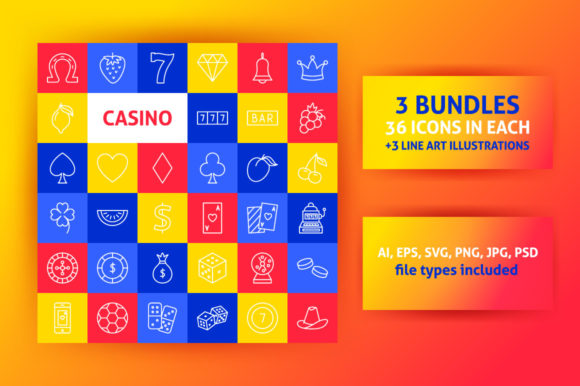 Casino Line Art Icons: Clean Graphics & Versatile Icons