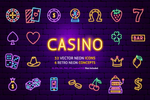 Casino Neon Graphics & Icons