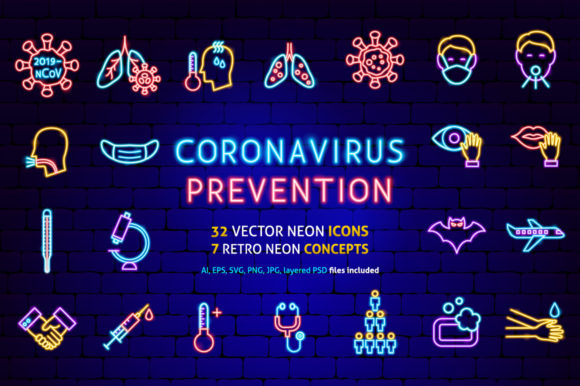 Coronavirus Neon Graphics & Icons