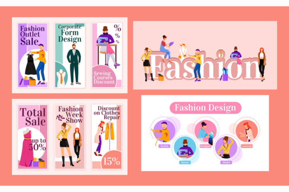 Fashion Flat Vector Templates Set for Modern Branding