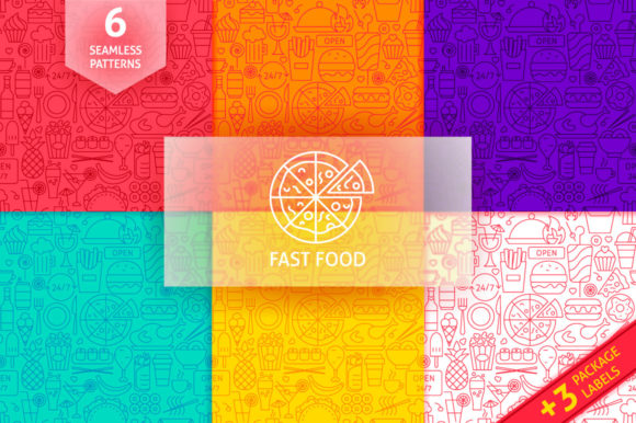 Fast Food Line Tile Patterns: Graphics & Patterns for Crafters