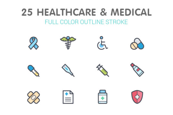 Healthcare Line with Color Icons