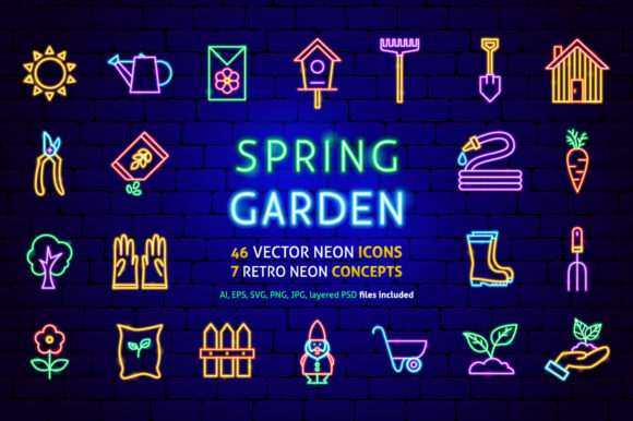 Spring Garden Neon Graphics & Icons