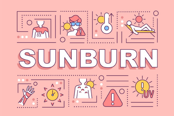 Sunburn Word Concepts Banner Graphics