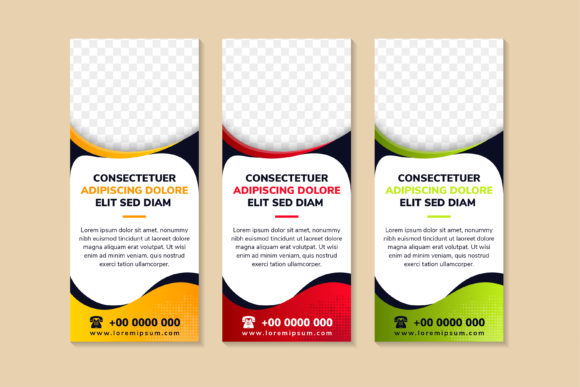 Vertical Banner Halftone Wave Curve Graphics